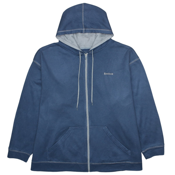 Reebok 90's Full Zip Hoodie 3XL Navy Blue Drawstring Pockets