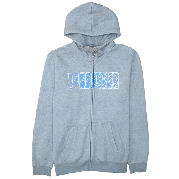 Puma 90's Spellout Full Zip Up Hoodie Large Grey