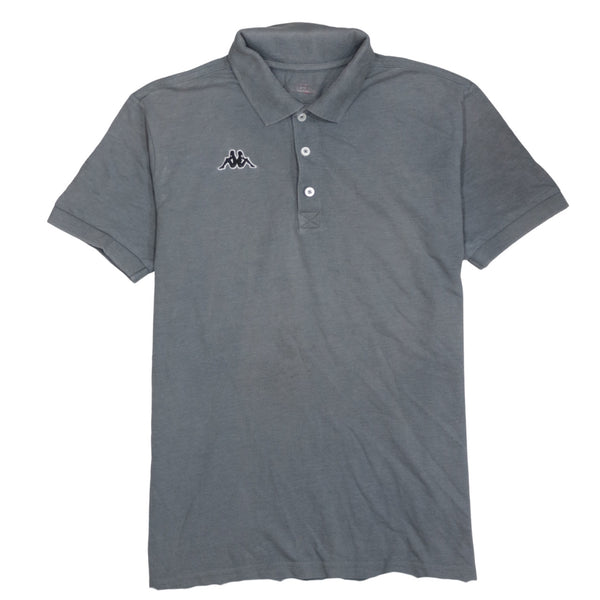 Kappa 90's Short Sleeves Quarter Button Polo Shirt Medium  Grey