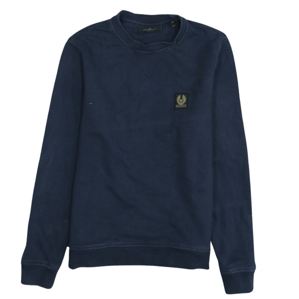 Belstaff 90's Navy Blue Lightweight Crew Neck Sweatshirt - Small