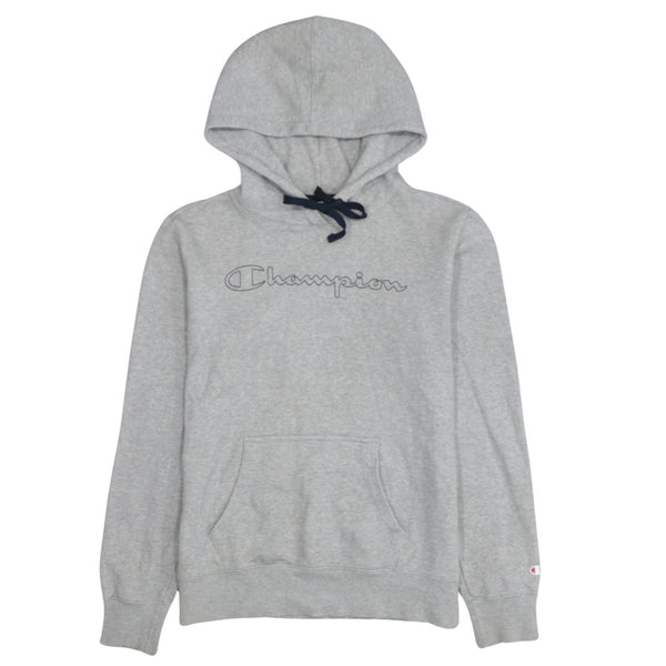 Champion 90's Spellout Pullover Hoodie Large Grey