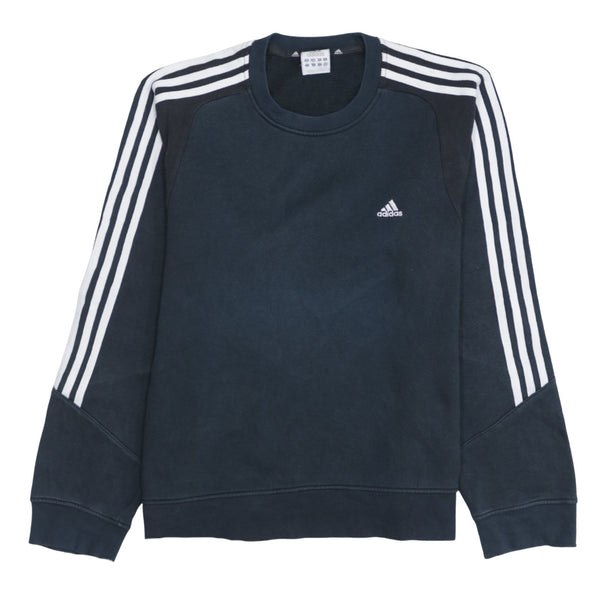 Adidas 90's Striped Sleeve Crew Neck Sweatshirt Medium Black
