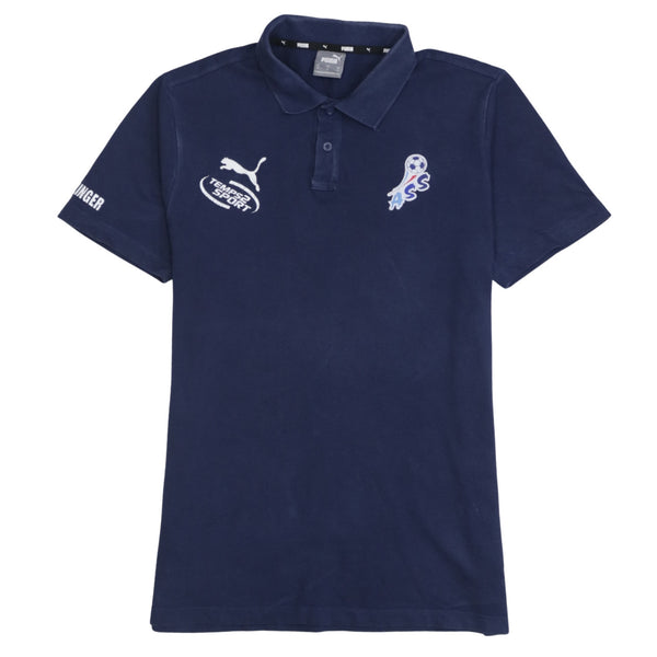 Puma 90's Short Sleeves Quarter Button Polo Shirt Medium Navy Blue