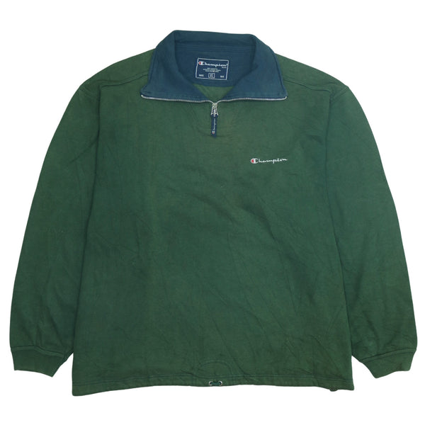 Champion 90's Heavyweight Quarter Zip Sweatshirt XLarge Green