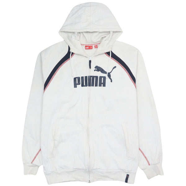 Puma 90's Spellout Full Zip Up Hoodie Large White