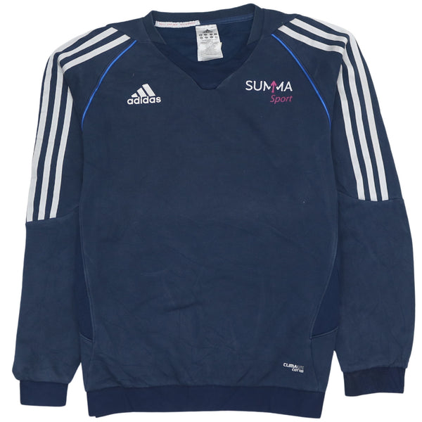 Adidas 90's Vintage Navy Blue Striped Sleeve Sweatshirt Medium