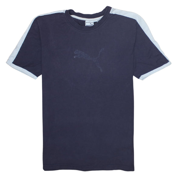 Puma 90's Spellout Crew Neck T Shirt XSmall Navy Blue
