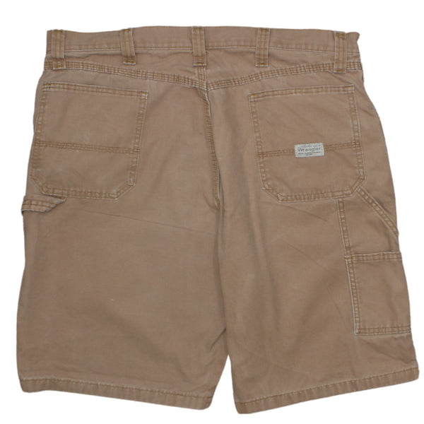 Wrangler Men's 90s Baggy Cargo Carpenter Shorts 38 Tan Brown Chino