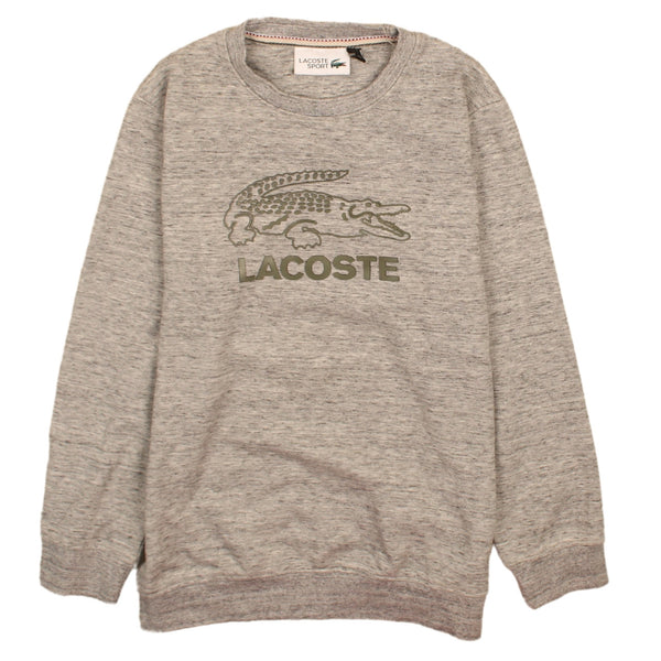 Vintage Lacoste 90's Grey Spellout Crew Neck Sweatshirt Size Small