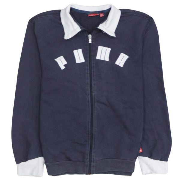 Puma 90's Spellout Full Zip Up Sweatshirt XLarge Navy Blue