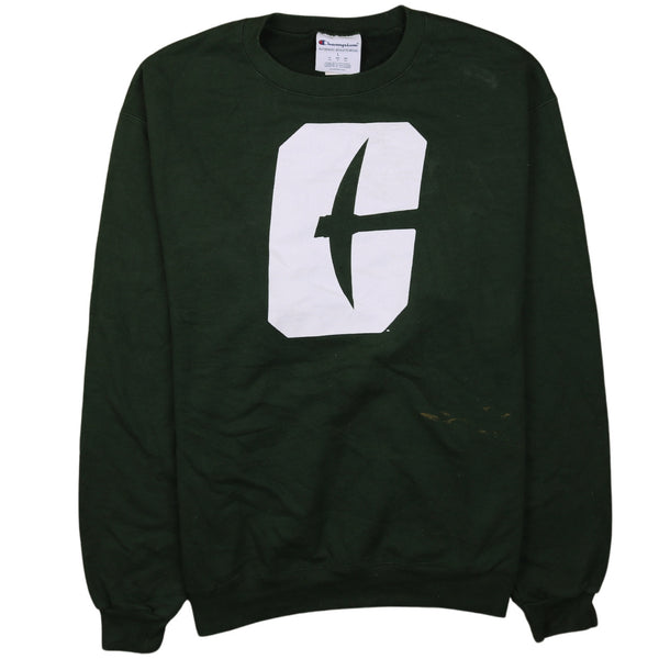 Vintage 90's Champion Green Spellout Crewneck Sweatshirt Men's L