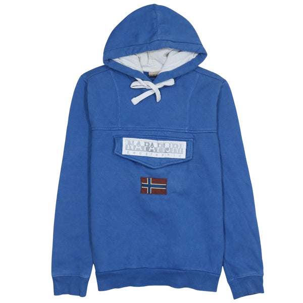 Napapijri 90's Spellout Pullover Hoodie Small Blue