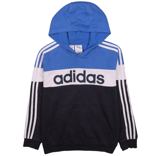 Adidas Women's Large 90s Vintage Blue Spellout Pullover Hoodie