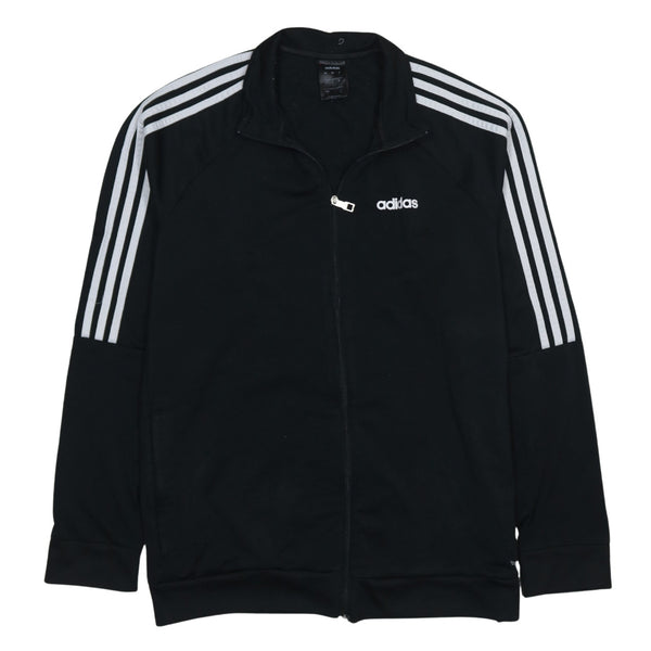 Adidas 90's Striped Sleeve Full Zip Up Sweatshirt Large Black