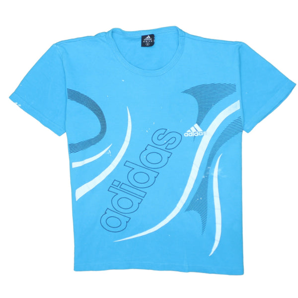 Adidas 90's Spellout Short Sleeves T Shirt Medium Blue
