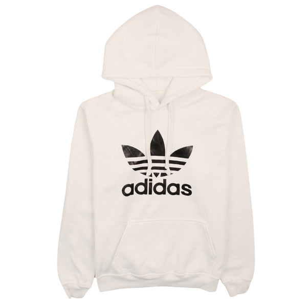Adidas 90s Vintage Spellout Hoodie Small White Pullover Men's