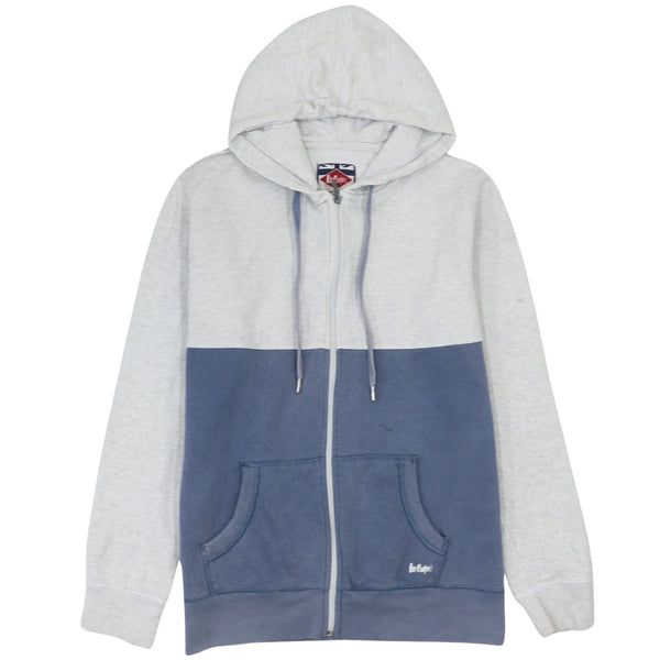 Lee 90's Drawstring Pockets Full Zip Up Hoodie Large Grey