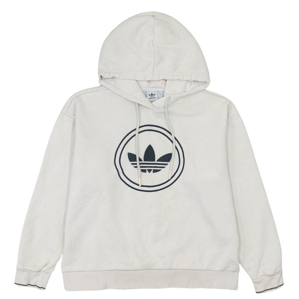 Adidas 90's Spellout Pullover Hoodie XL Beige Cream Retro Style