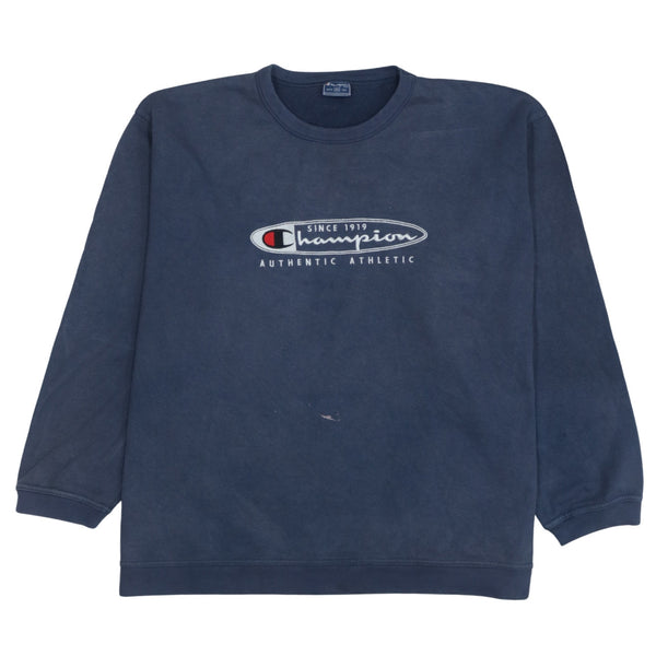 Champion 90's Navy Blue Spellout Crew Neck Sweatshirt XXLarge