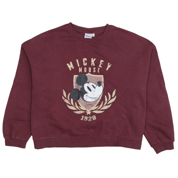 Disney 90's Mickey Mouse Crew Neck Sweatshirt Large Burgundy Red