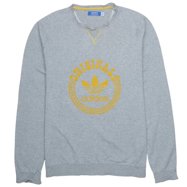 Adidas Grey Spellout Crew Neck Sweatshirt Men's Large 90s Vintage