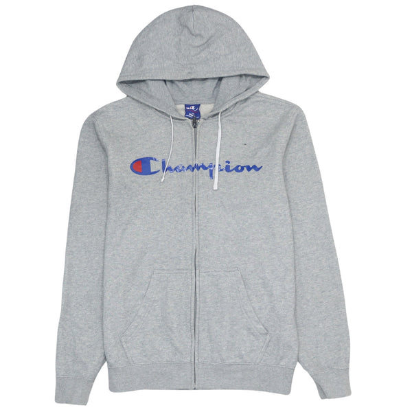 Champion Grey 90s Spellout Full Zip Up Hoodie Men’s Small Cotton