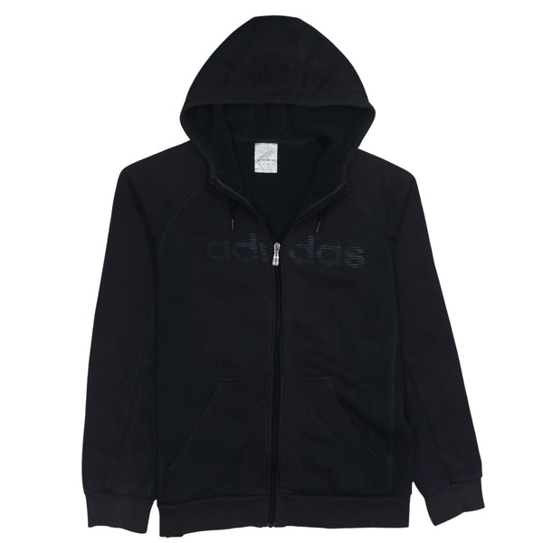 Adidas 90's Spellout Full Zip Up Hoodie Medium Black