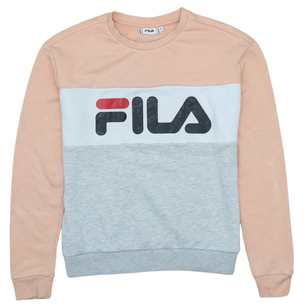 Vintage 90's Fila Spellout Crew Neck Sweatshirt, Small, Grey