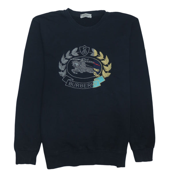 Burberry 90's Spellout Black Crew Neck Sweatshirt XLarge Vintage