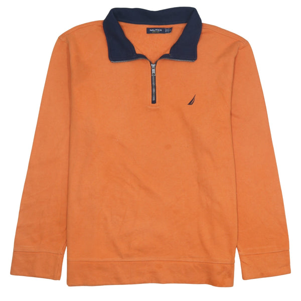 Nautica 90's Heavyweight Quarter Zip Sweatshirt XXLarge (2XL) Orange