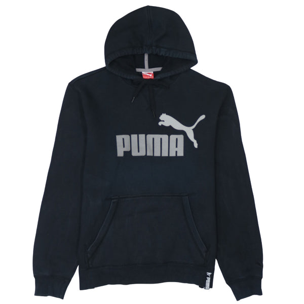 Puma 90's Black Spellout Pullover Hoodie XLarge - Vintage Style