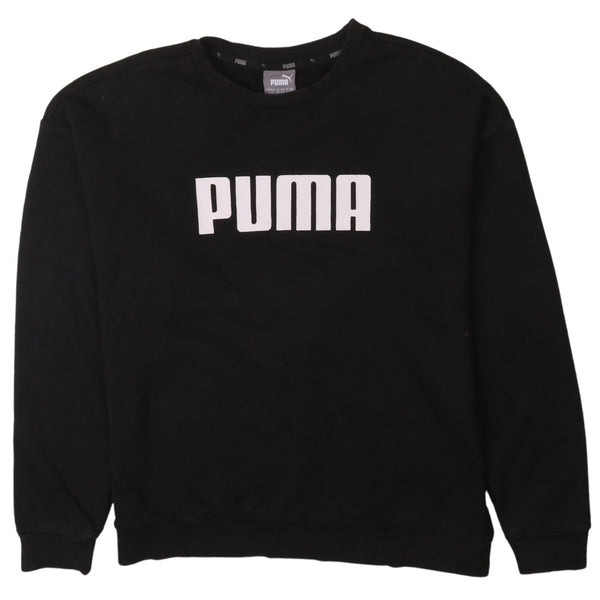 Puma Women's Large 90s Black Spellout Crew Neck Vintage Sweatshirt