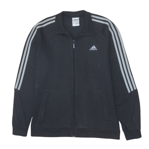 Adidas 90's Striped Sleeve Full Zip Up Sweatshirt Large Black