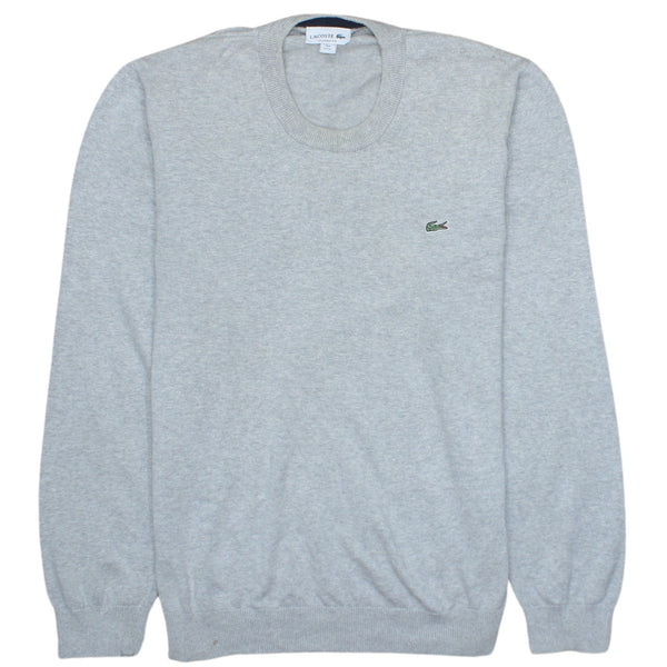 Vintage Lacoste 90's Mens Grey Crew Neck Sweatshirt XL - Lightweight & Classic