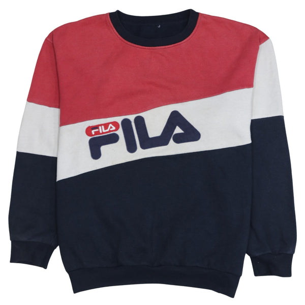 Fila 90's Spellout Crew Neck Sweatshirt Medium  Navy Blue