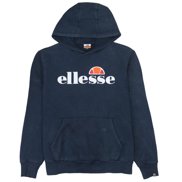 Ellesse 90's Vintage Spellout Pullover Hoodie Navy Blue XLarge