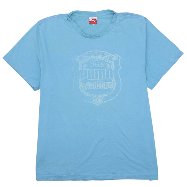 Puma Vintage 90's Blue Spellout Short Sleeve T-Shirt Men's 2XL