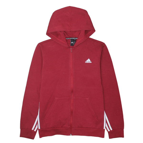 Adidas 90's Drawstring Pockets Full Zip Up Hoodie Small Red