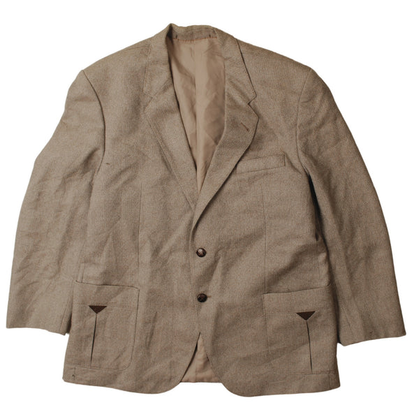 Vintage 90's Large Grey Men's Blazer - 2 Button Plain Design, Active