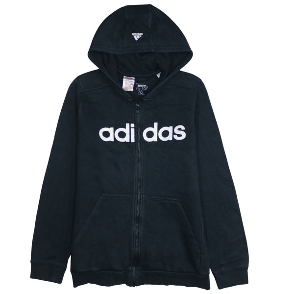 Adidas 90s Spellout Full Zip Up Hoodie Medium Black Vintage