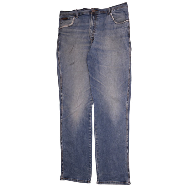 Vintage Wrangler 90's Men's Straight Leg Baggy Blue Trousers 38