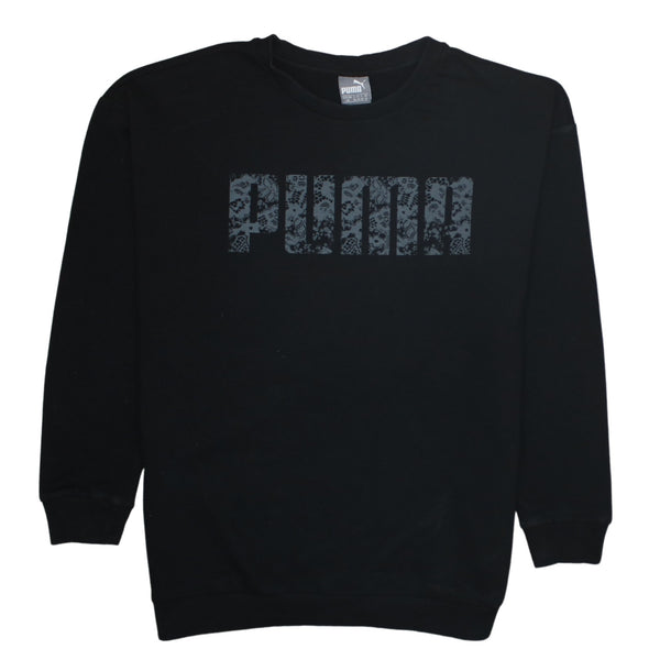 Puma 90's Spellout Crew Neck Sweatshirt Large Black