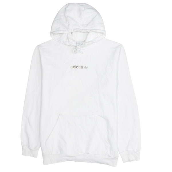 Adidas 90's Drawstring Pockets Pullover Hoodie Medium White