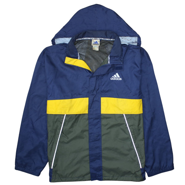 Adidas 90's Hooded Full Zip Up Windbreaker Large Navy Blue