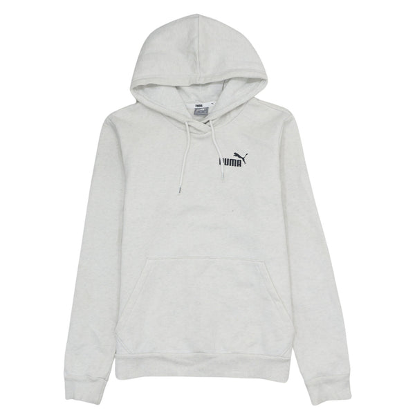 Puma 90's Beige Cream Pullover Hoodie Medium with Drawstring Pockets