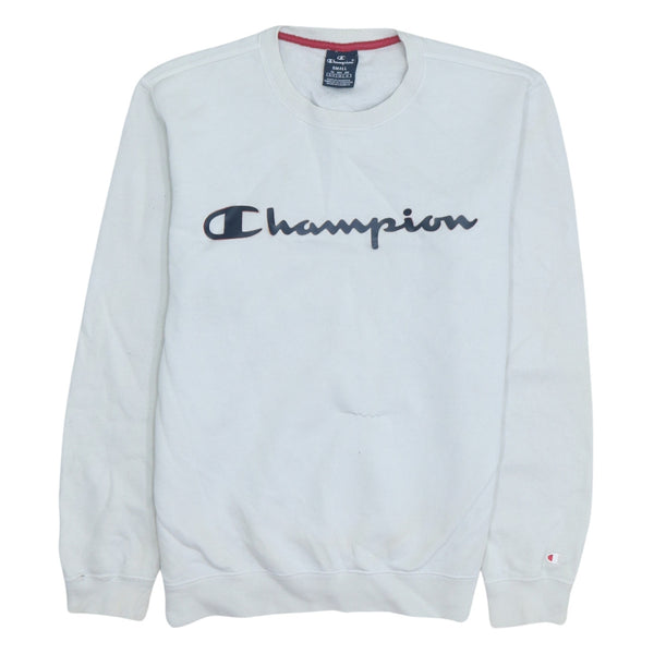 Champion 90's Spellout Crew Neck Small White Vintage Sweatshirt