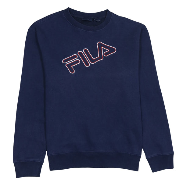 Fila 90's Spellout Crew Neck Sweatshirt XLarge Navy Blue