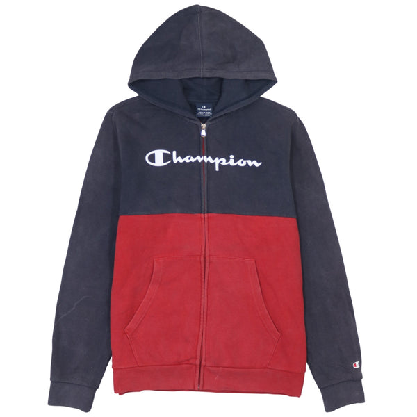 Champion 90's Navy Blue Spellout Hoodie 2XL XXLarge Zip Up Vintage
