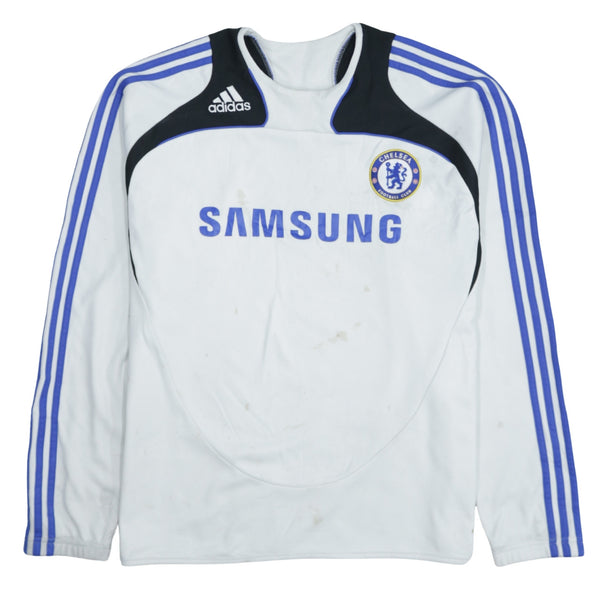 Adidas 90's Striped Sleeve Crew Neck Sweatshirt Large White