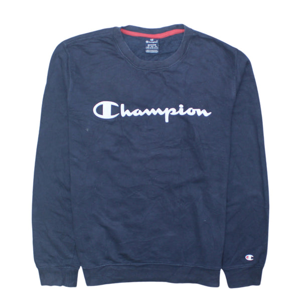 Champion 90's Navy Blue Spellout Crew Neck Sweatshirt Women's 2XL